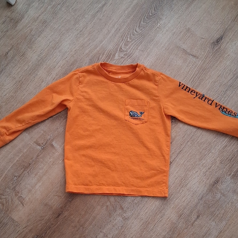 Vineyard Vines, 3T, Long Sleeve, Halloween Tee, Orange 100% Cotton